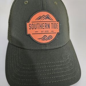 Southern Tide Green Trucker Cap with Orange Patch